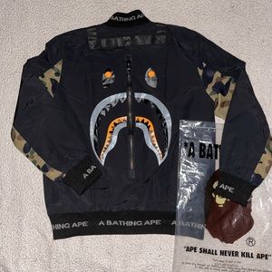 NWT Bape Shark Bomber Jacket Black Size XL Camo